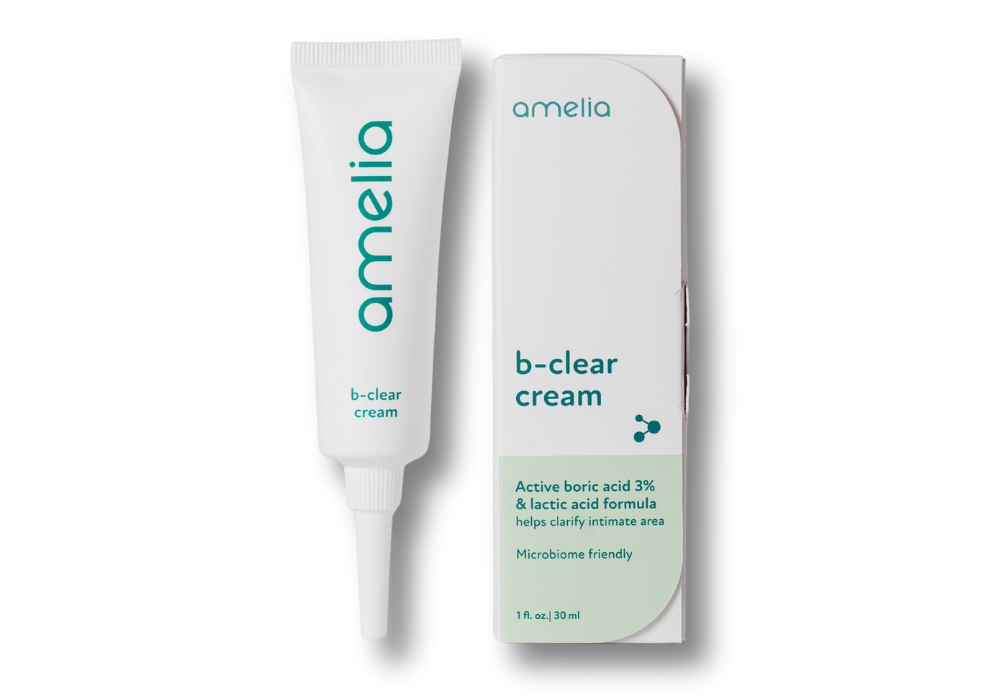 Amelia b-clear cream packaging on a white background